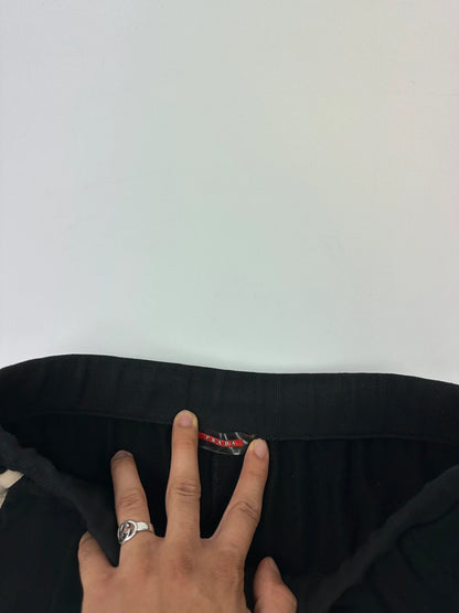 Prada Sport FW2002 Jet Black Stripes Joggers Baggy Track Pants