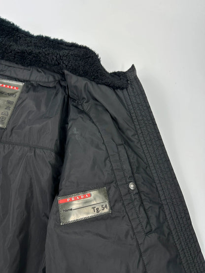 Prada Sport FW2008 Black Sheep Collar Nylon Bomber Jacket