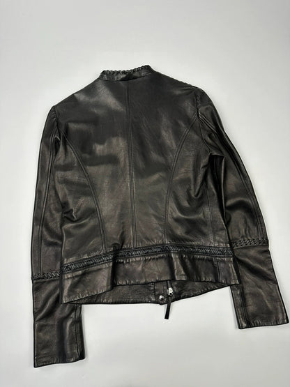 Roberto Cavalli 00’s Black Diamond Studded Leather Jacket
