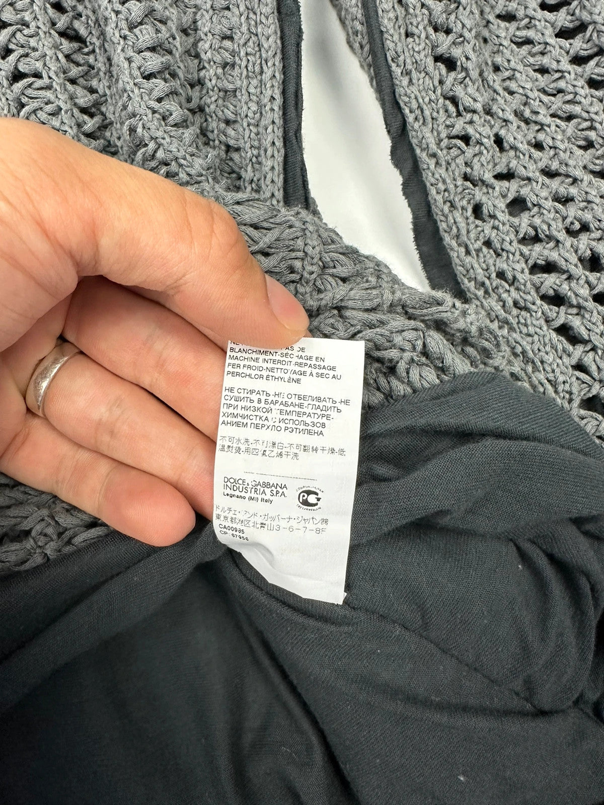 Dolce & Gabbana 00’s Net Double Layer Knit Grey Sweater Holes