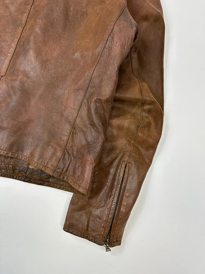 Prada Milano FW07 Brown Eroded Leather Jacket
