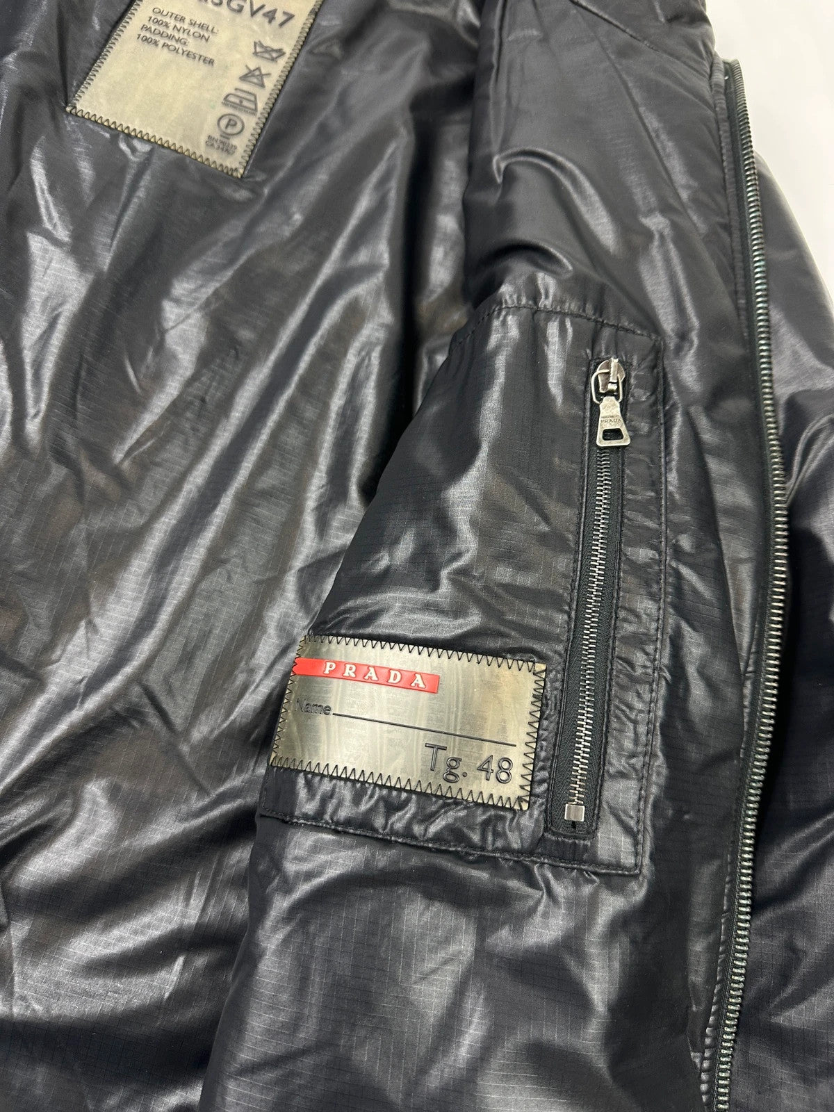 Prada Sport FW2008 Black Crinkle Nylon Padded Jacket