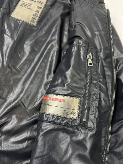 Prada Sport FW2008 Black Crinkle Nylon Padded Jacket