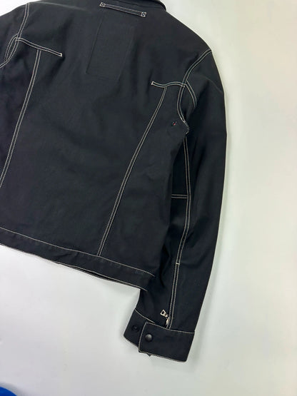 Prada Sport SS2004 Black Contrast White Stitches Work Harrington Jacket