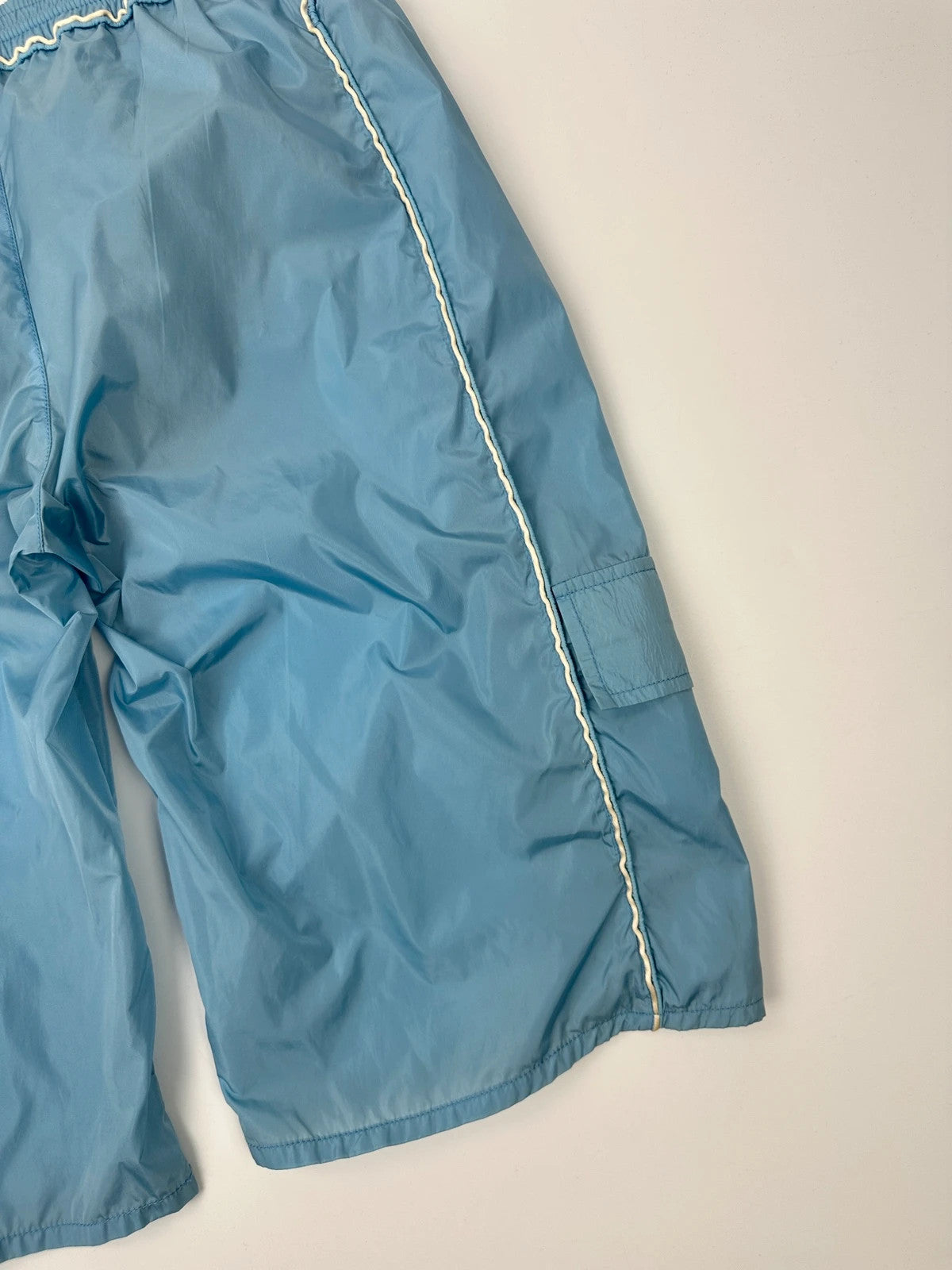Prada Sport SS2003 Baby Blue White Contrast Stitching Cargo Nylon Short