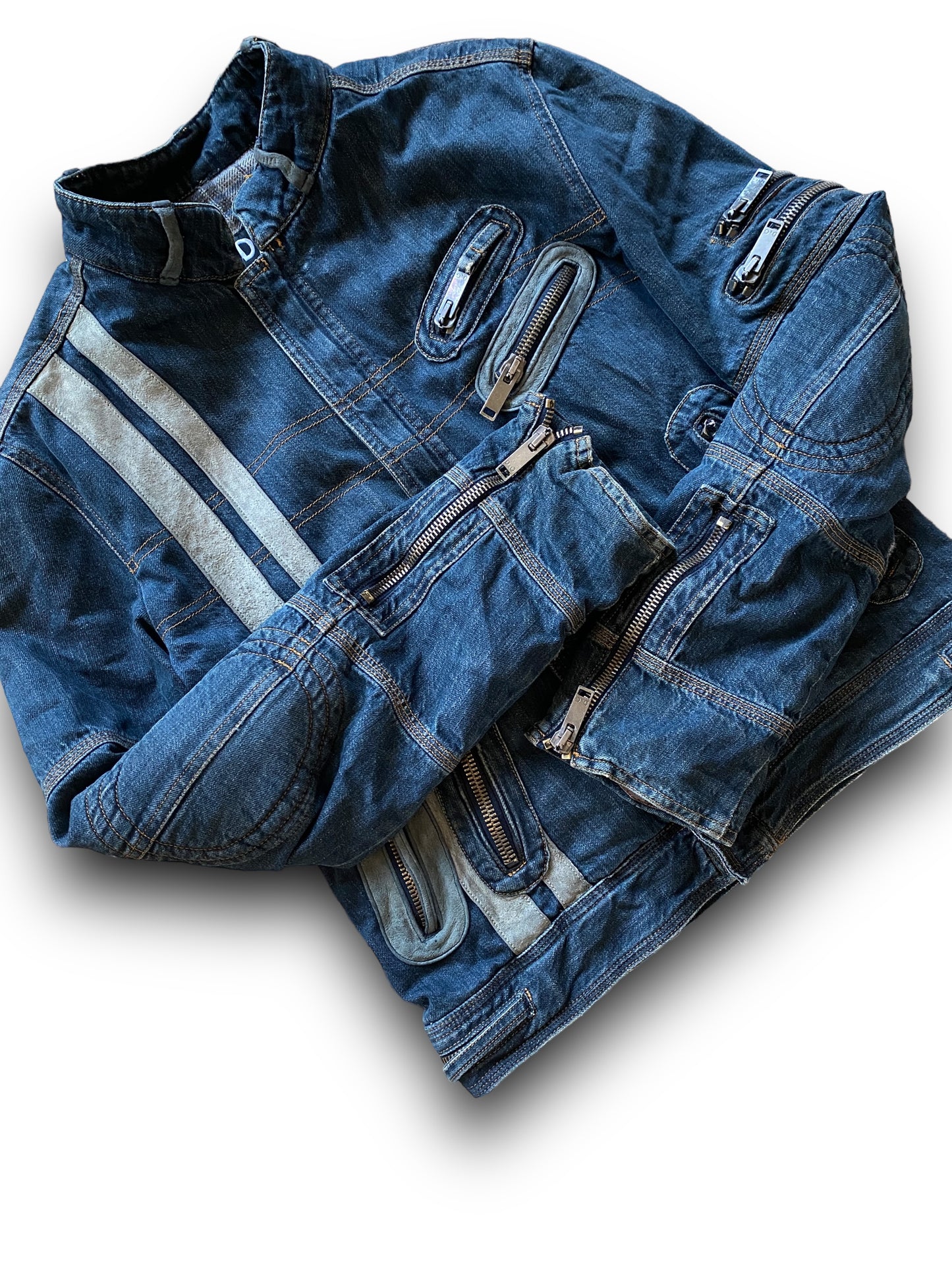 D&G ARCHIVE MULTI ZIP DENIM BIKER JACKET