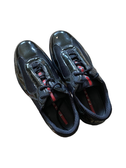 PRADA DARK GREEN LEATHER VERNIS PATENT AMERICA’S CUP SHOES