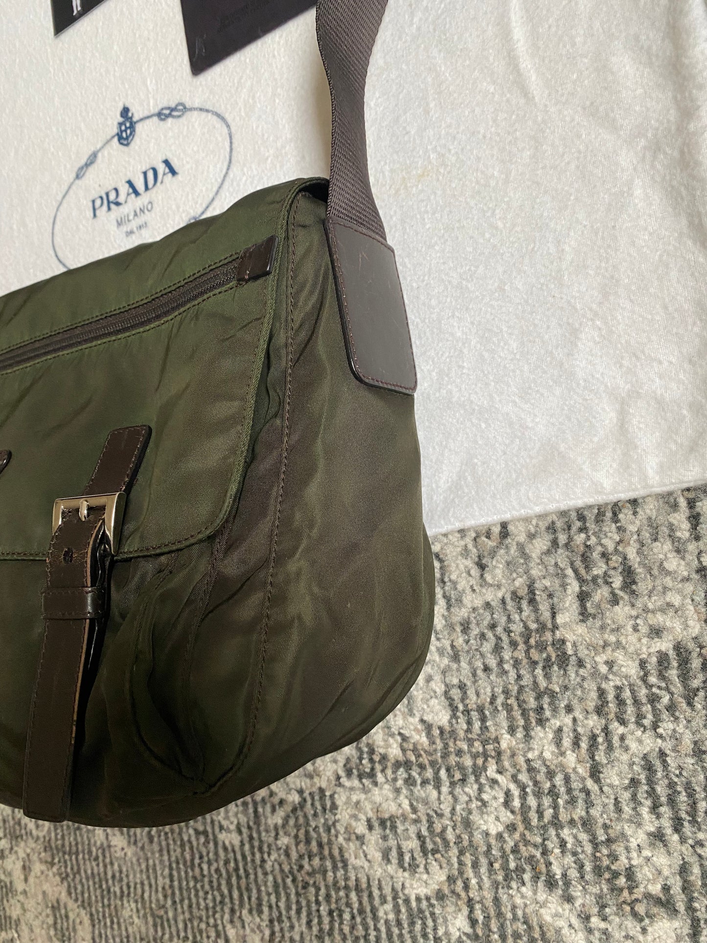 PRADA KAKI MESSENGER BAG