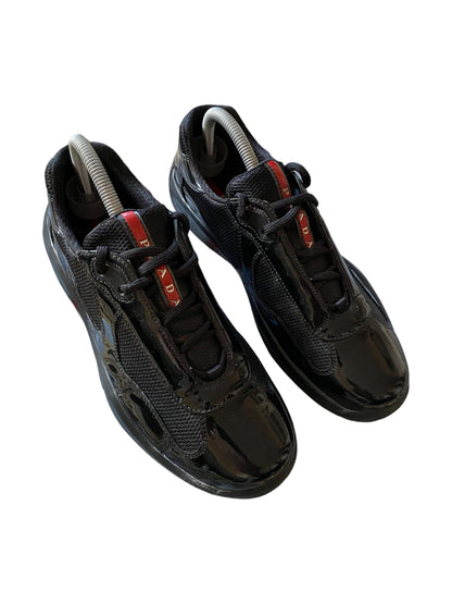 PRADA AMERICA’S CUP BLACK VERNIS LEATHER PATENT