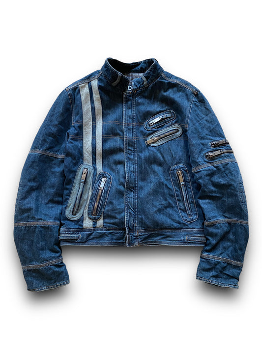 D&G ARCHIVE MULTI ZIP DENIM BIKER JACKET