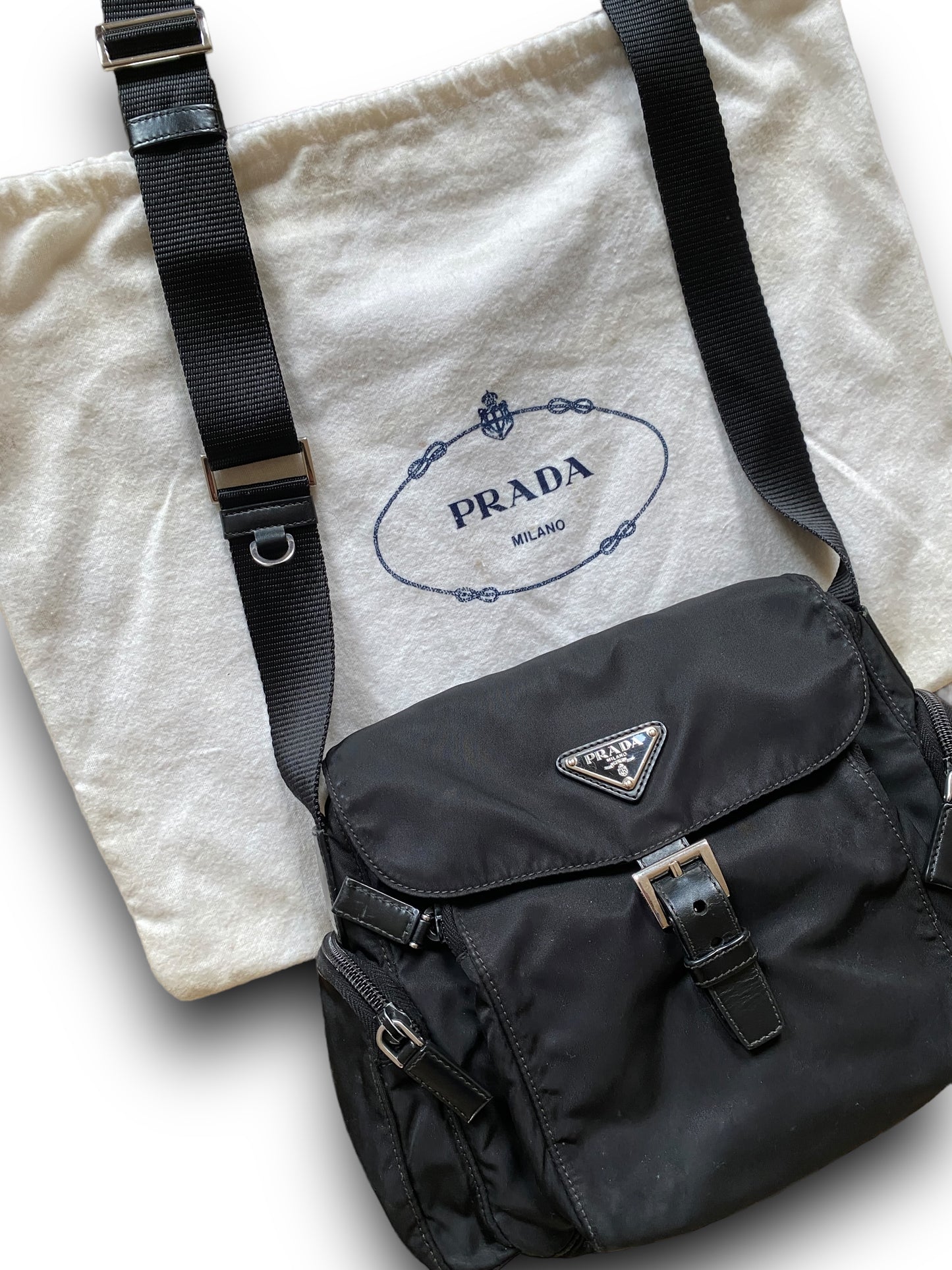 PRADA RARE SIDE ZIP MESSENGER BAG