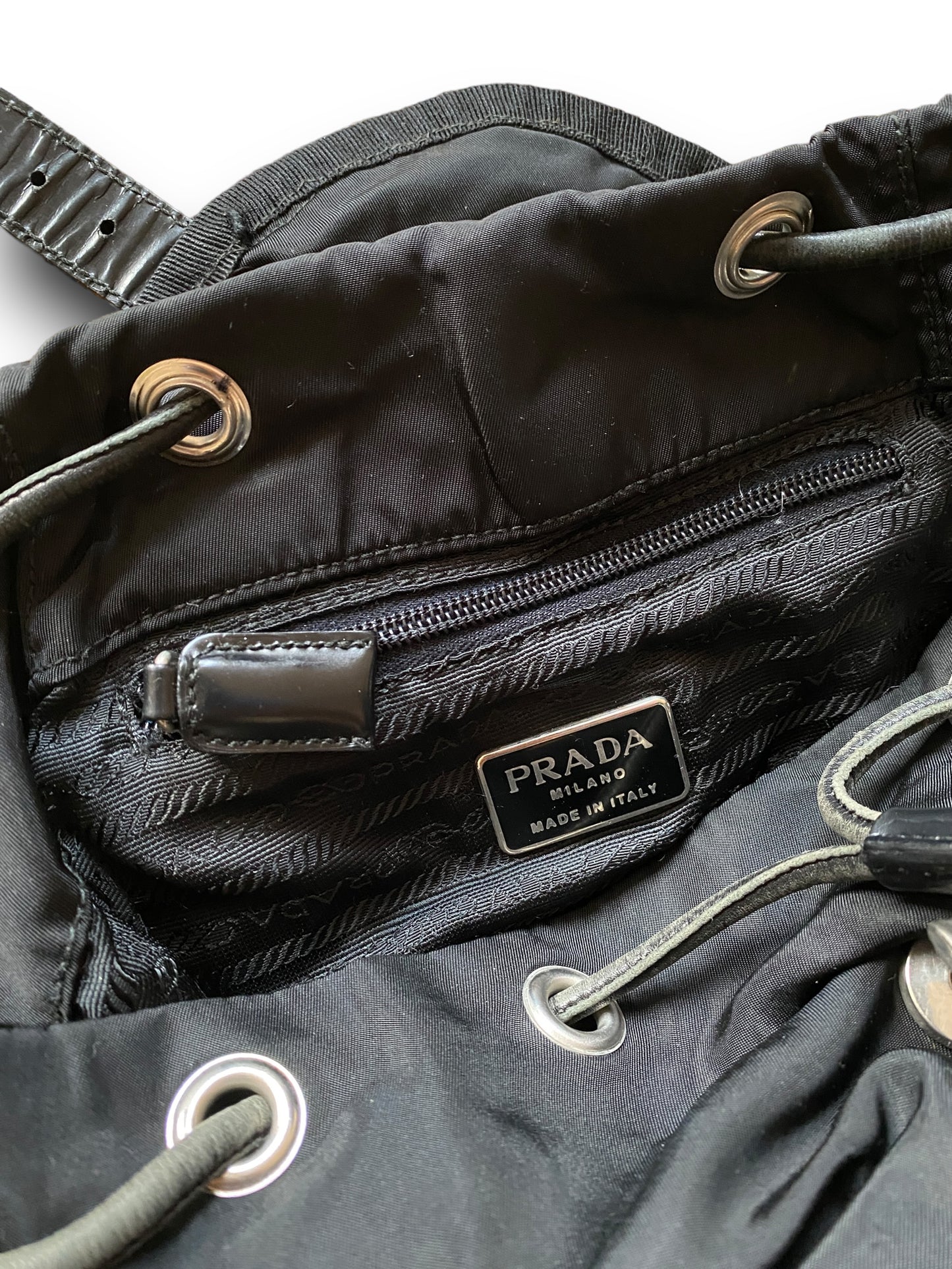 PRADA BLACK TRIANGLE BACKPACK