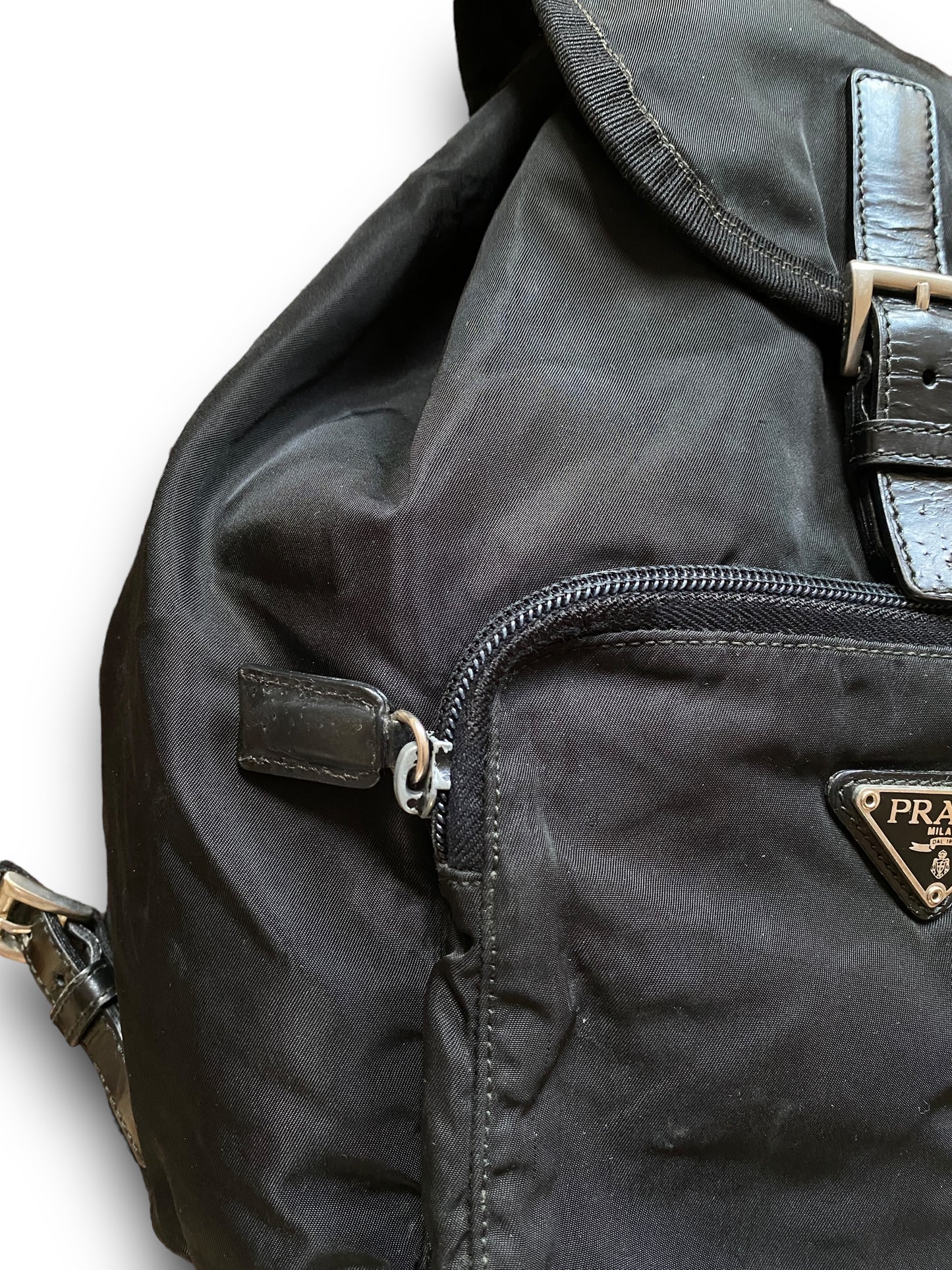 PRADA BLACK TRIANGLE BACKPACK