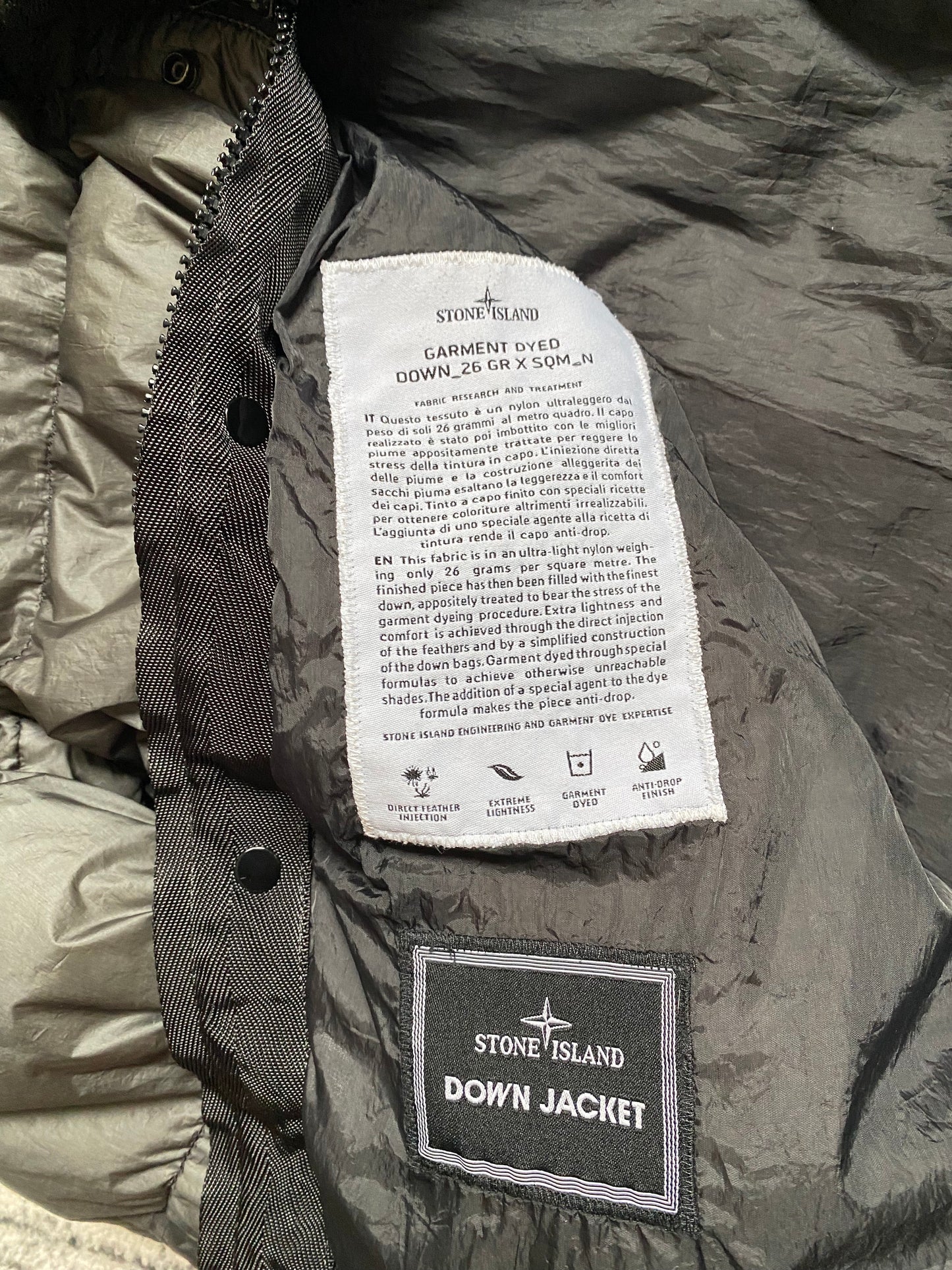 STONE ISLAND AW11 GARMENT DYED DOWN JACKET