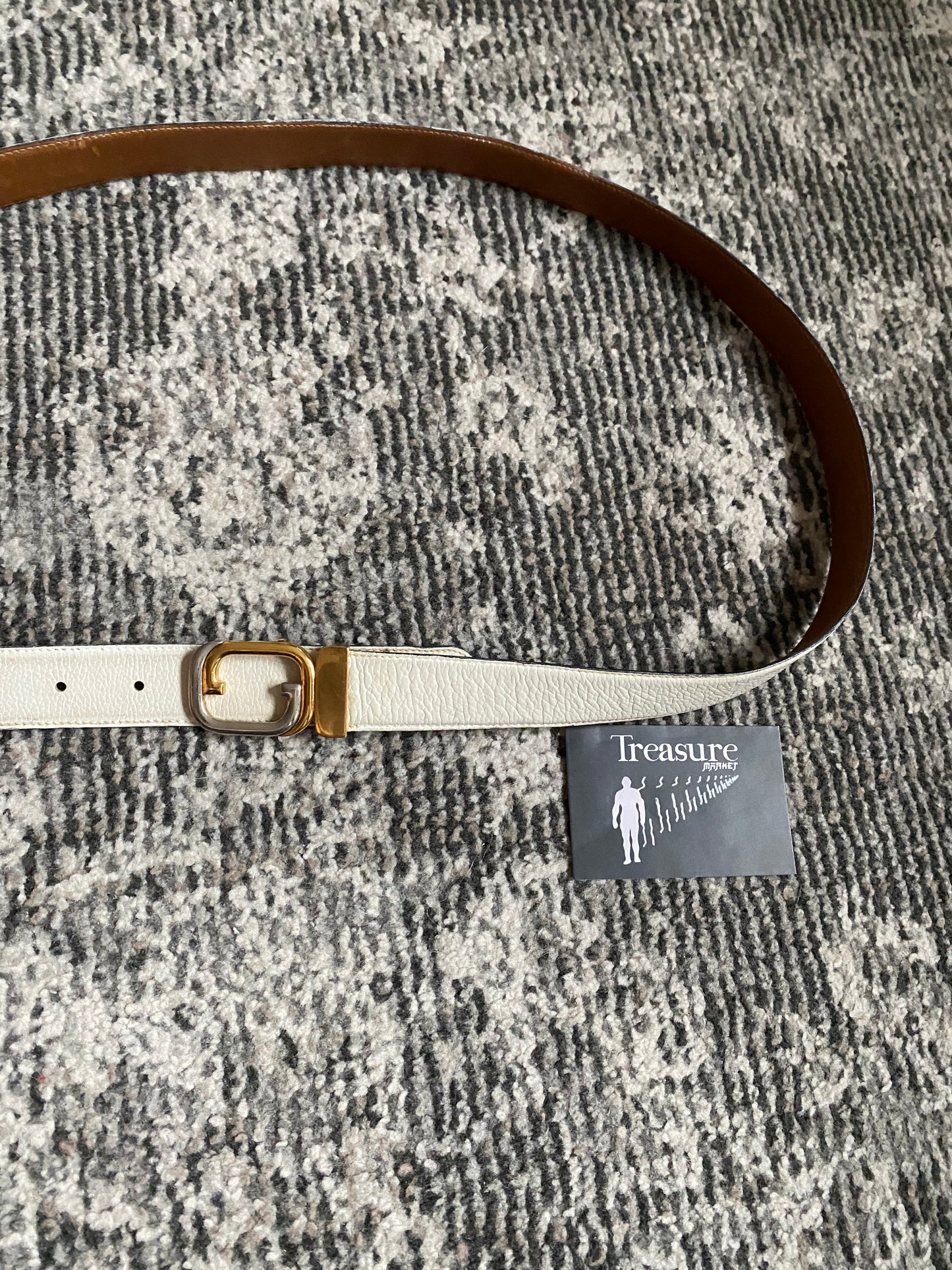 GUCCi 80S WHITE LEATHER BELT