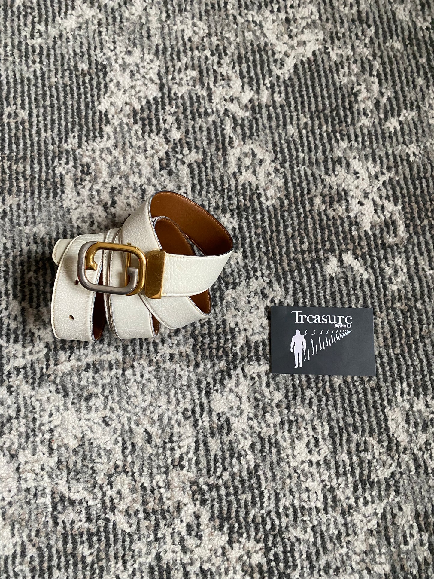 GUCCi 80S WHITE LEATHER BELT